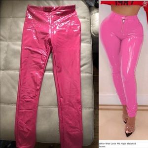 Pink leather pants